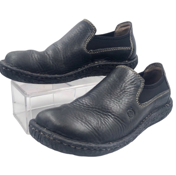 Born Black Leather Slip on Loafers w/ neoprene 7M - Picture 1 of 16